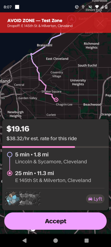 No-go alert on incoming ride offer