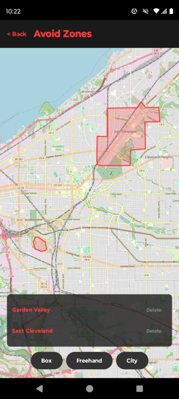 Zone map — draw avoidance zones